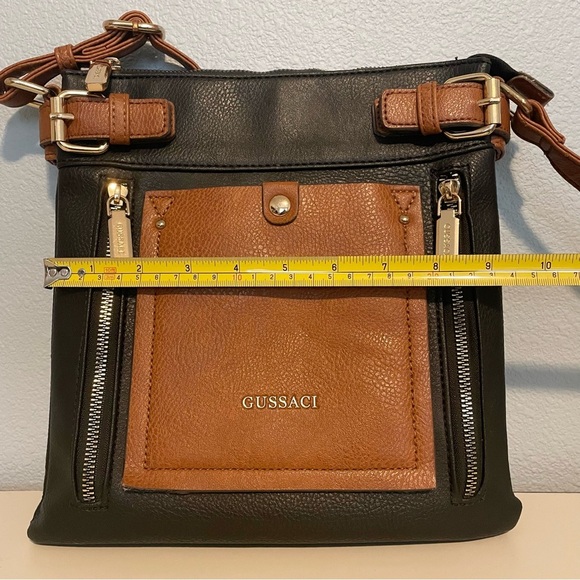 Gussaci Italy Crossbody Handbag Women Black/BrownFaux Leather Lined Purse - Picture 7 of 8